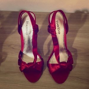 Bebe Satin red heels
